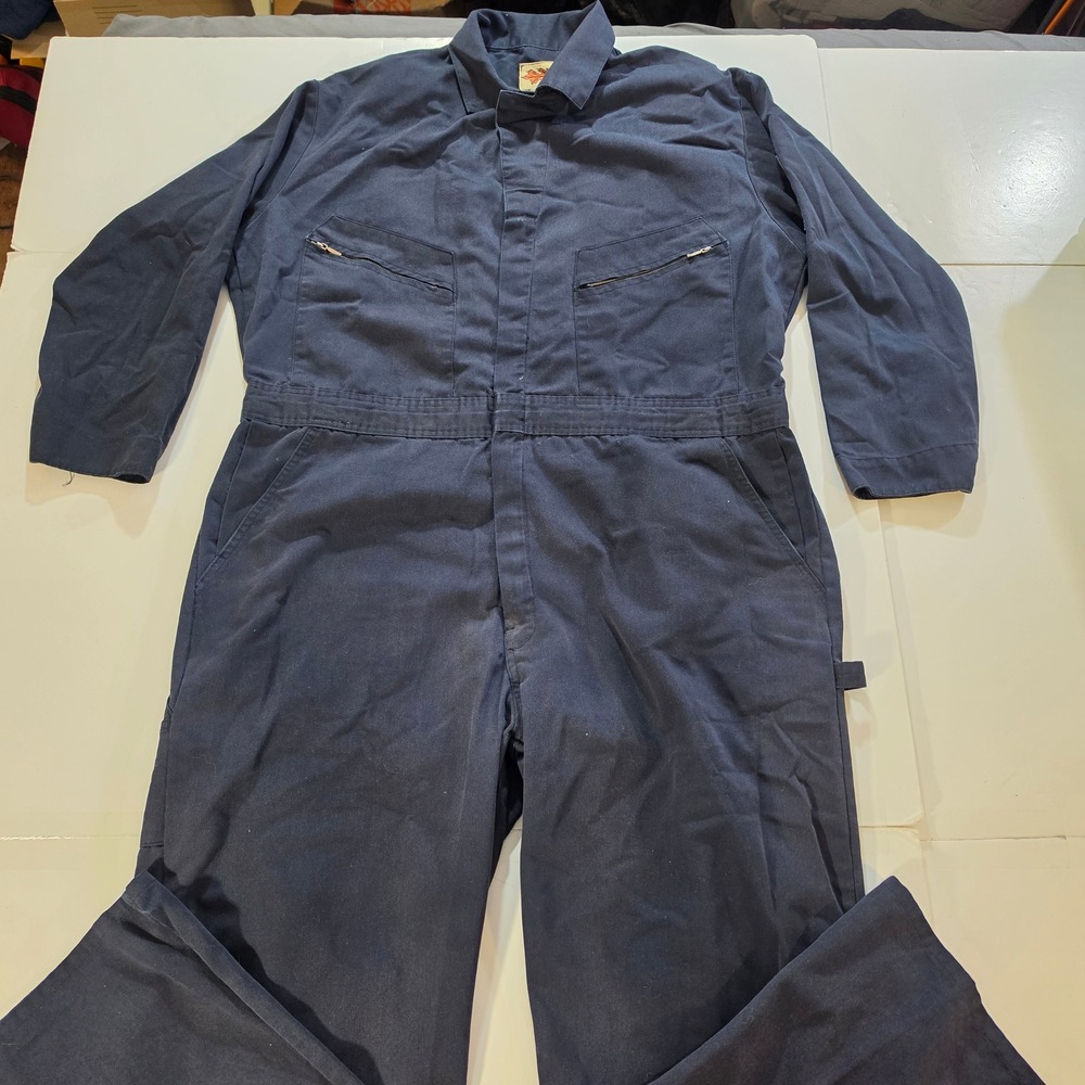 Vintage Red Kap Navy Blue Long Sleeve Workwear Coveralls Mechanics Jumpsuit